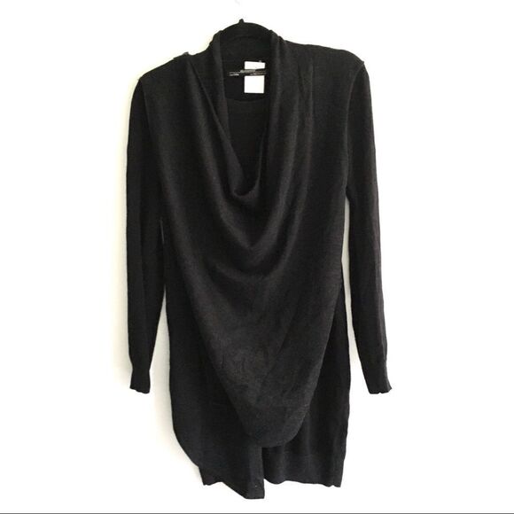 AllSAINTS Drina Draped Long Sleeve Mini Dress Charcoal Black 2 - Picture 11 of 13